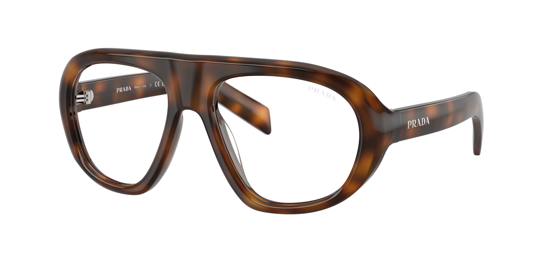 Prada Frau Sunglass PR C05S - Rahmenfarbe: Juniper Tortoise, Linsenfarbe: Clear Blue-Violet Light Filter