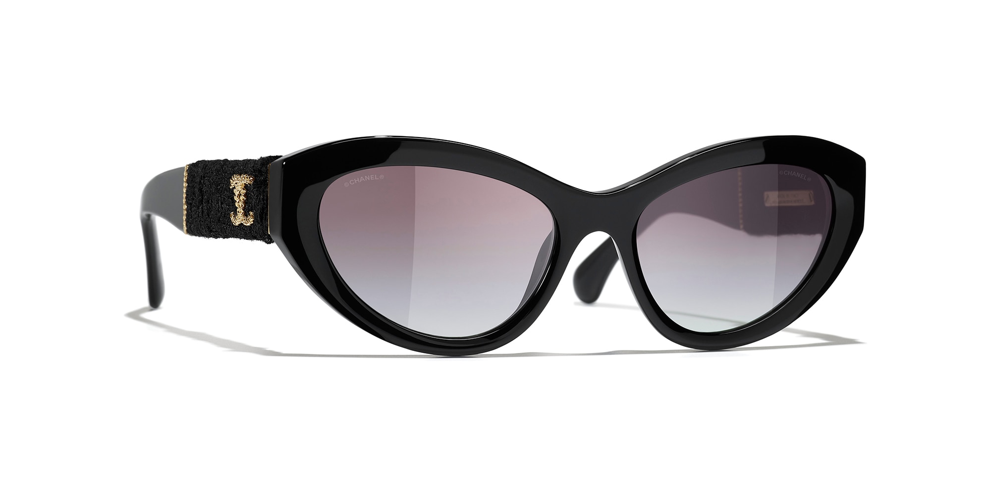 Chanel Woman Sunglass Cat Eye Sunglasses CH5513 -  Frame color: Black, Lens color: Grey