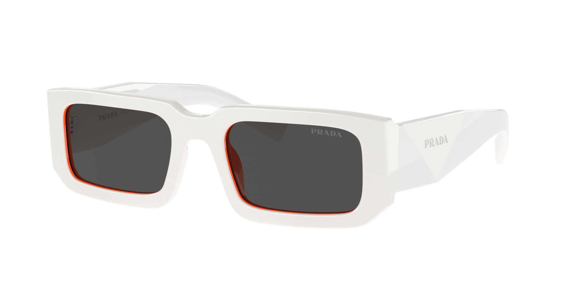 Prada Man Sunglass PR 06YS -  Frame color: Talc/Orange, Lens color: Dark Grey