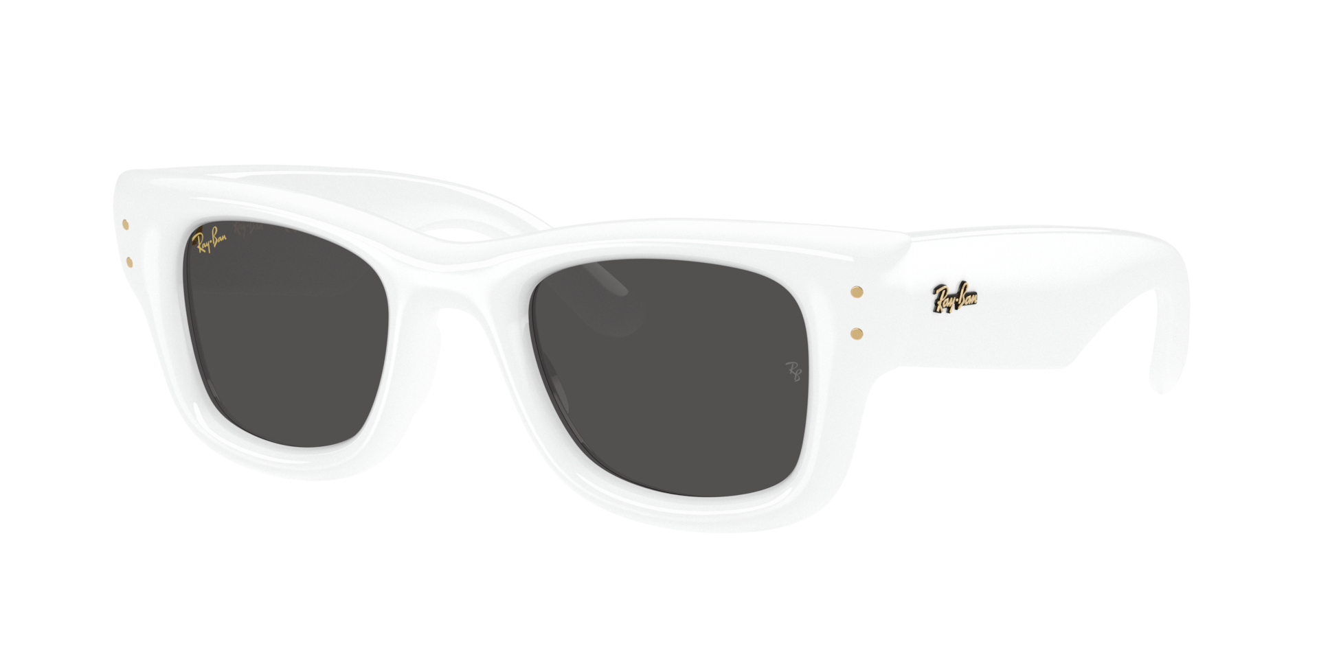 Ray-Ban Unisex Sunglass Wayfarer Puffer -  Frame color: White, Lens color: Ultra Black
