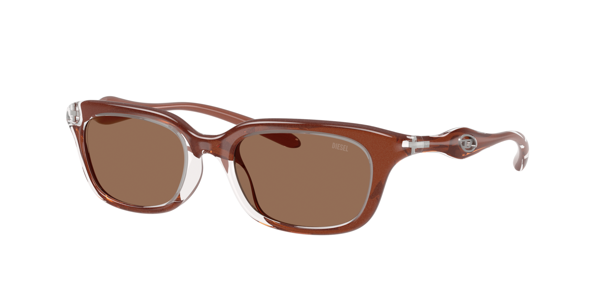 Diesel Unisex Sunglass DL3013U -  Frame color: Crystal/Brown, Lens color: Dark Brown