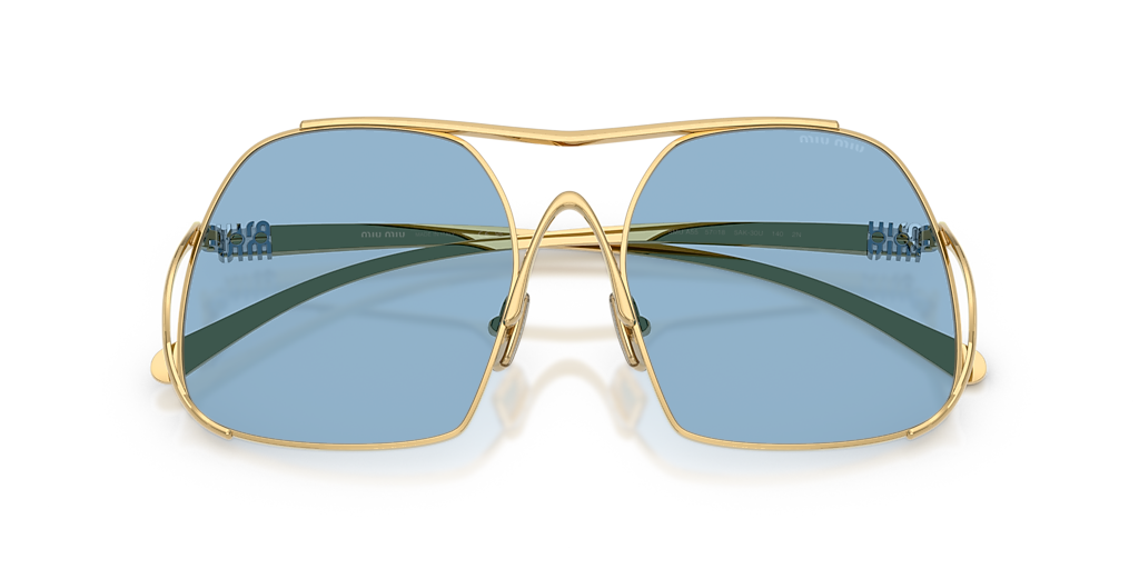 Miu Miu MU A55S XS (57 - 18) com Lentes Azul e Armação Ouro