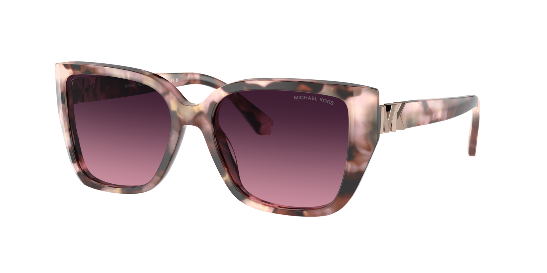 Michael Kors Femme Sunglass Acadia - Couleur du Monture: Écaille de tortue rose perlée, Couleur de Lentille: Polarisés Lie de vin  dégradé
