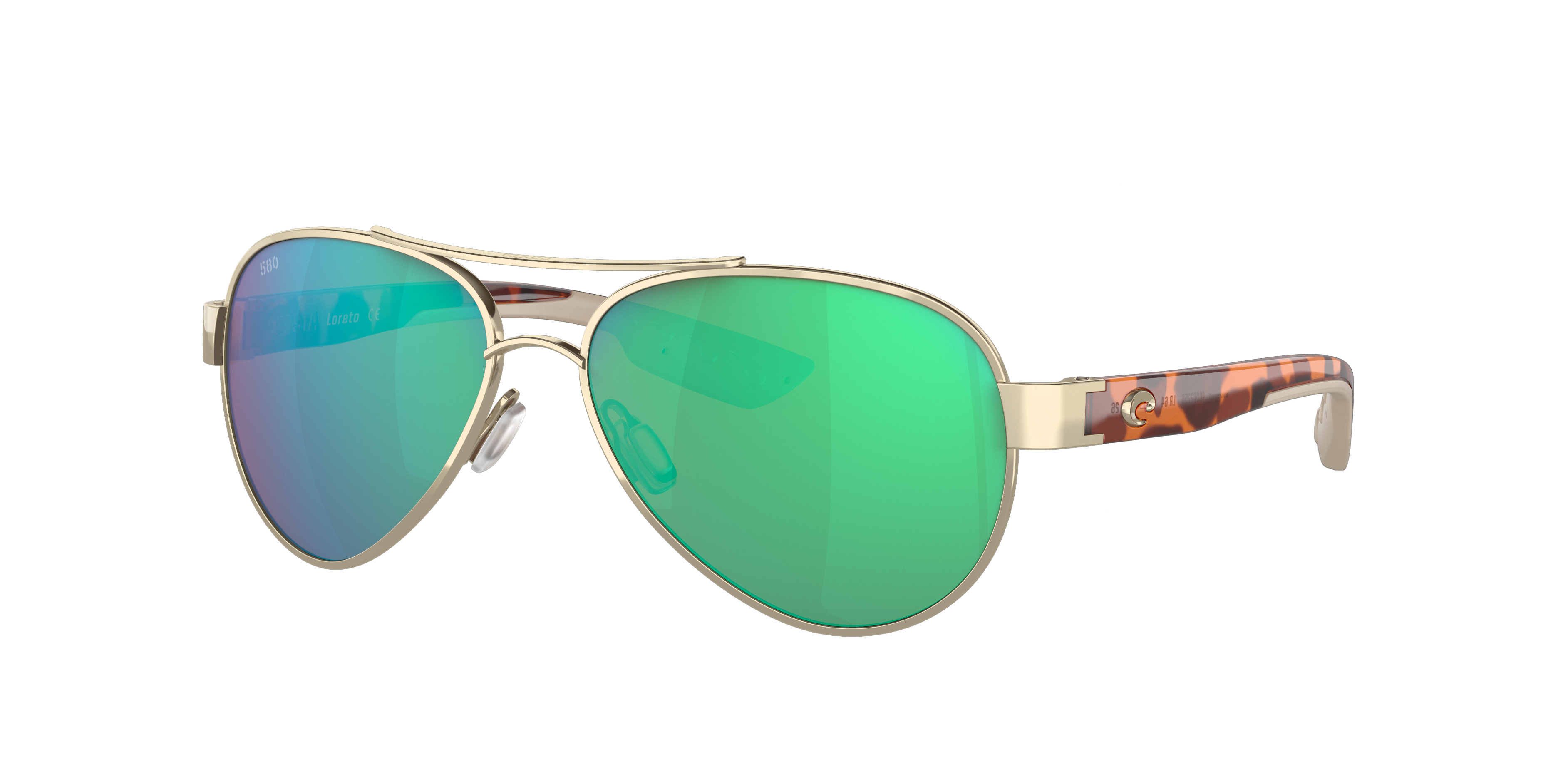 Costa Woman Sunglass Loreto -  Frame color: Rose Gold, Lens color: Green Mirror