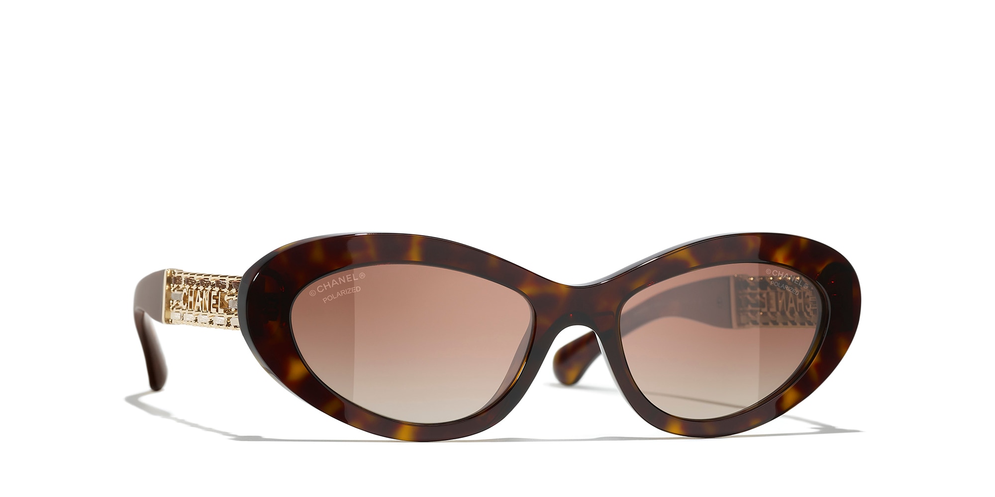 Chanel Woman Sunglass Cat Eye Sunglasses CH5538QA -  Frame color: Dark Havana, Lens color: Brown
