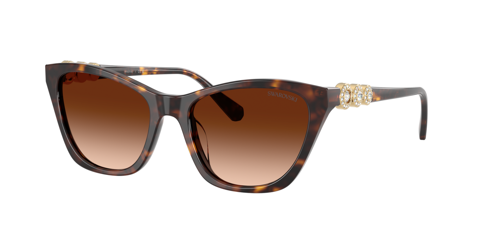 Swarovski Brown Woman Sk6068u 100274 Sunglasses Acetate Turtle Cat Eye Normal Nuanced - Image 3
