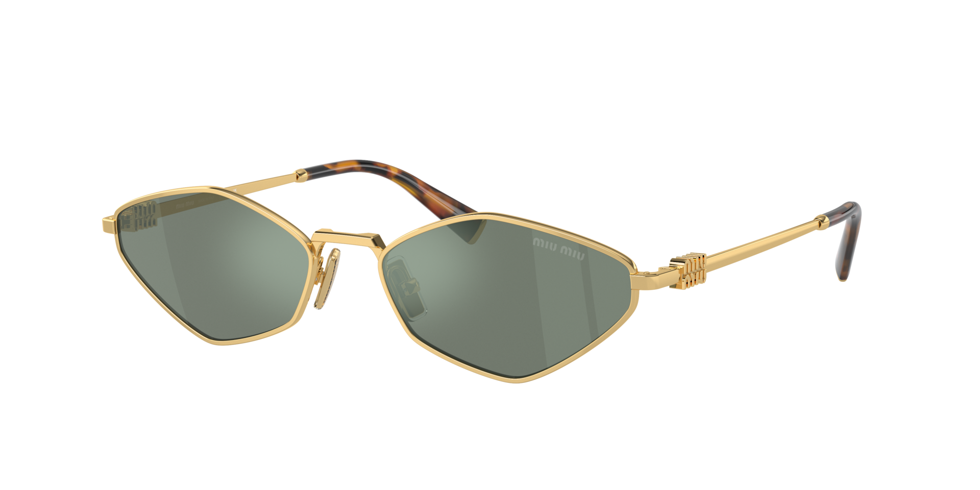 Miu Miu Green Woman Mu 56Zs 5Ak04m Sunglasses Metal Gold Geometric Normal - Image 4