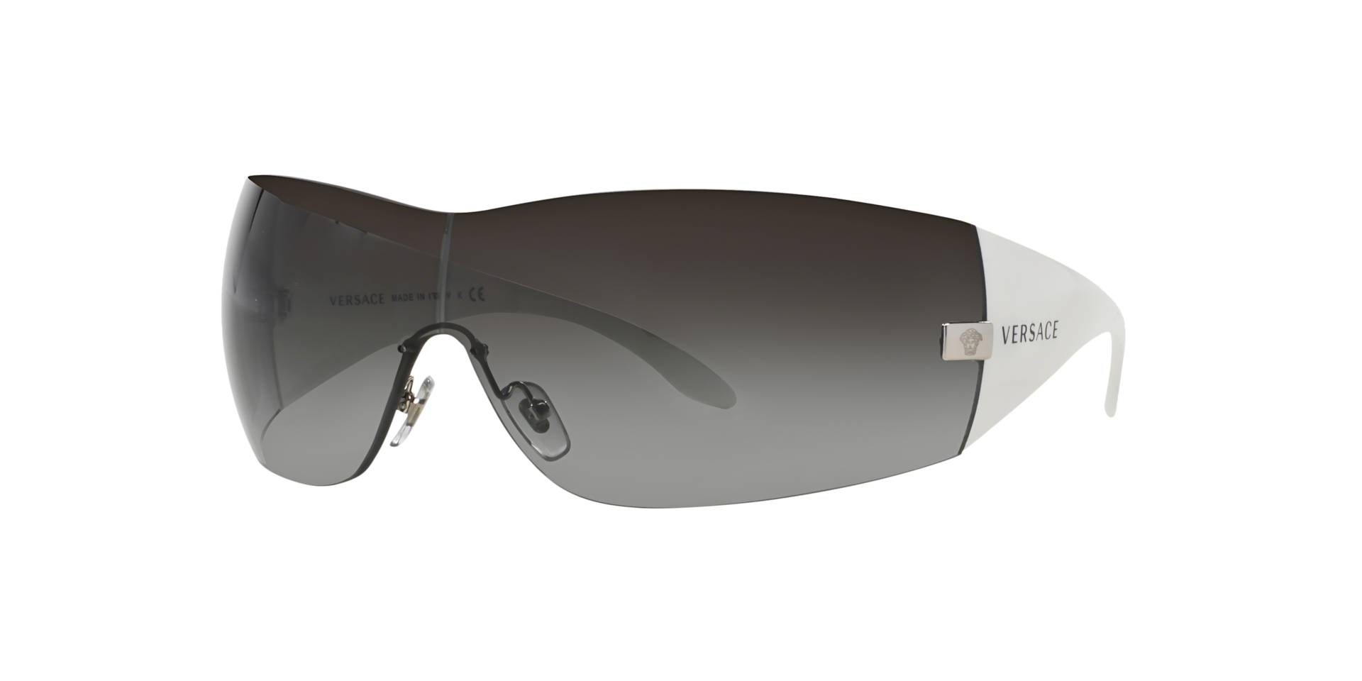 Versace Sunglasses White Grey Shield Unisex Visor Wrap Ski 2054 1000/8G - Image 6