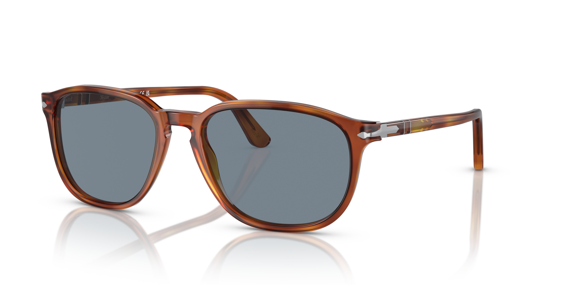 Persol ペルソール サングラス 3019S ブラウン Persol PO3019S L (55 - 18) com Lentes Azul e Armação Marrom