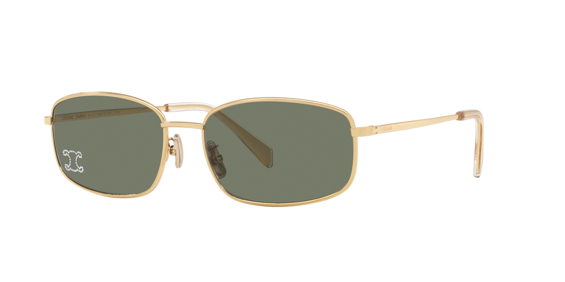 Celine Femme Sunglass Triomphe CL40285U - Couleur du Monture: Or, Couleur de Lentille: Vert