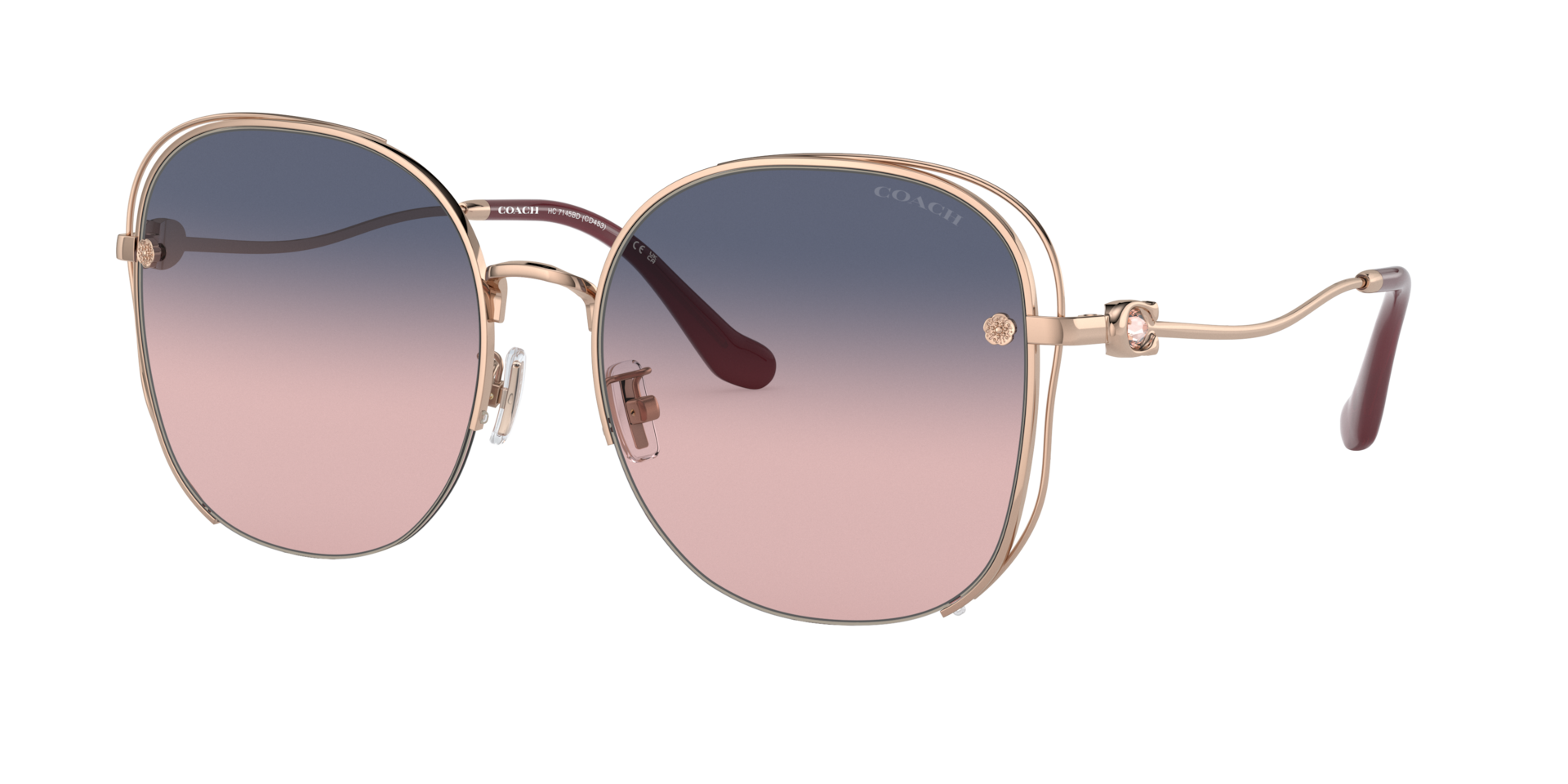 Coach Femme Sunglass CD453 - Couleur du Monture Or rose brillant Couleur de Lentille Plum Purple Scarlet Gradient 69 €