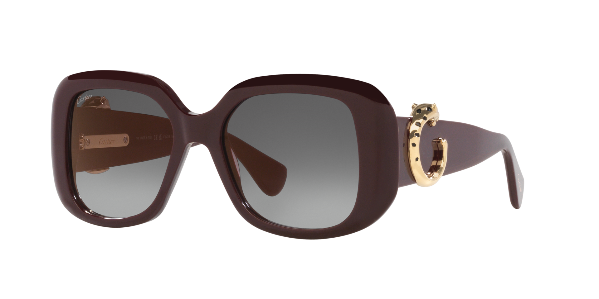 Cartier Femme Sunglass CT0471S - Couleur du Monture: Lie de vin, Couleur de Lentille: Gris