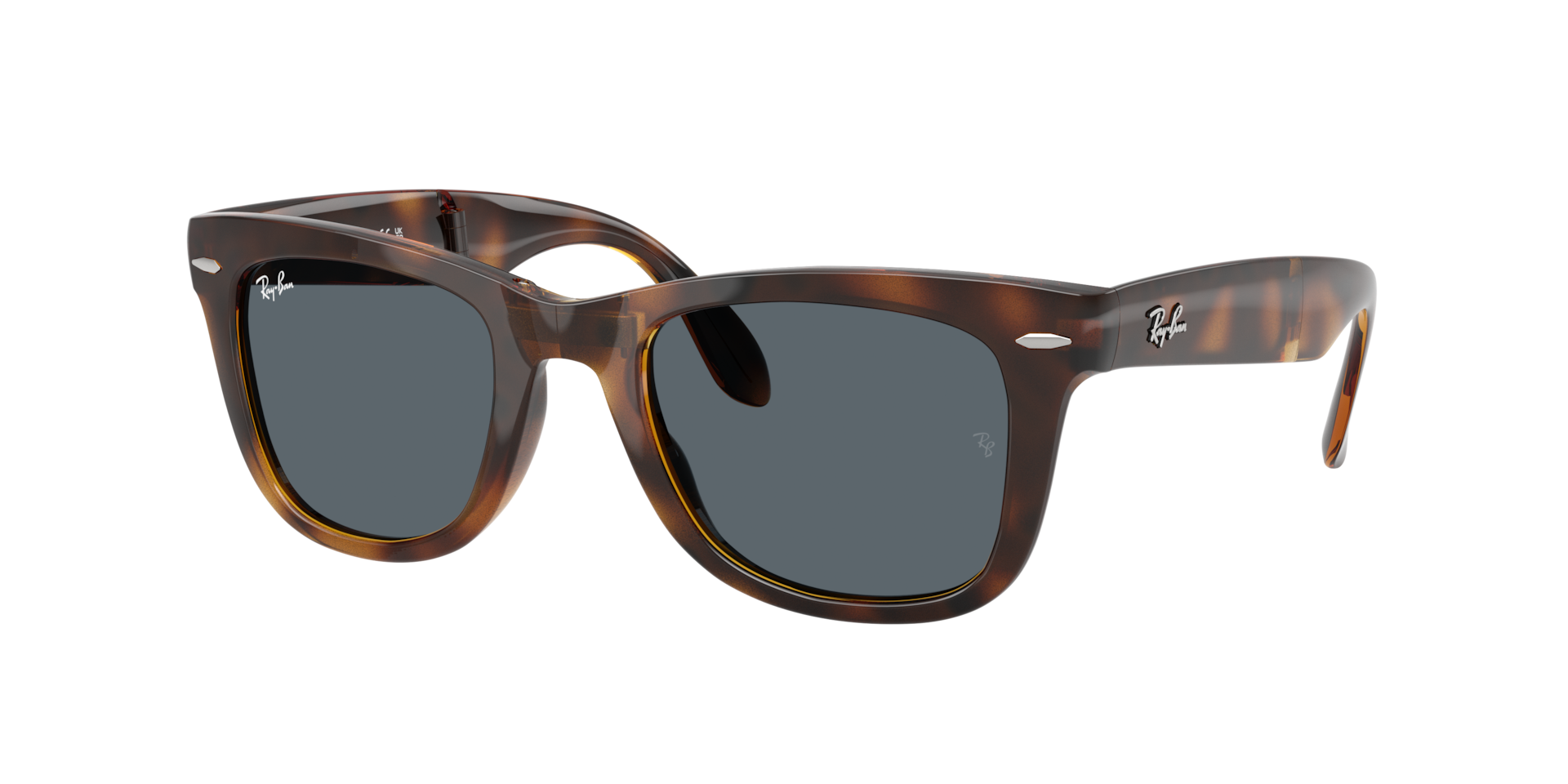 Ray-Ban Man Sunglass Wayfarer Folding Classic -  Frame color: Havana, Lens color: Blue