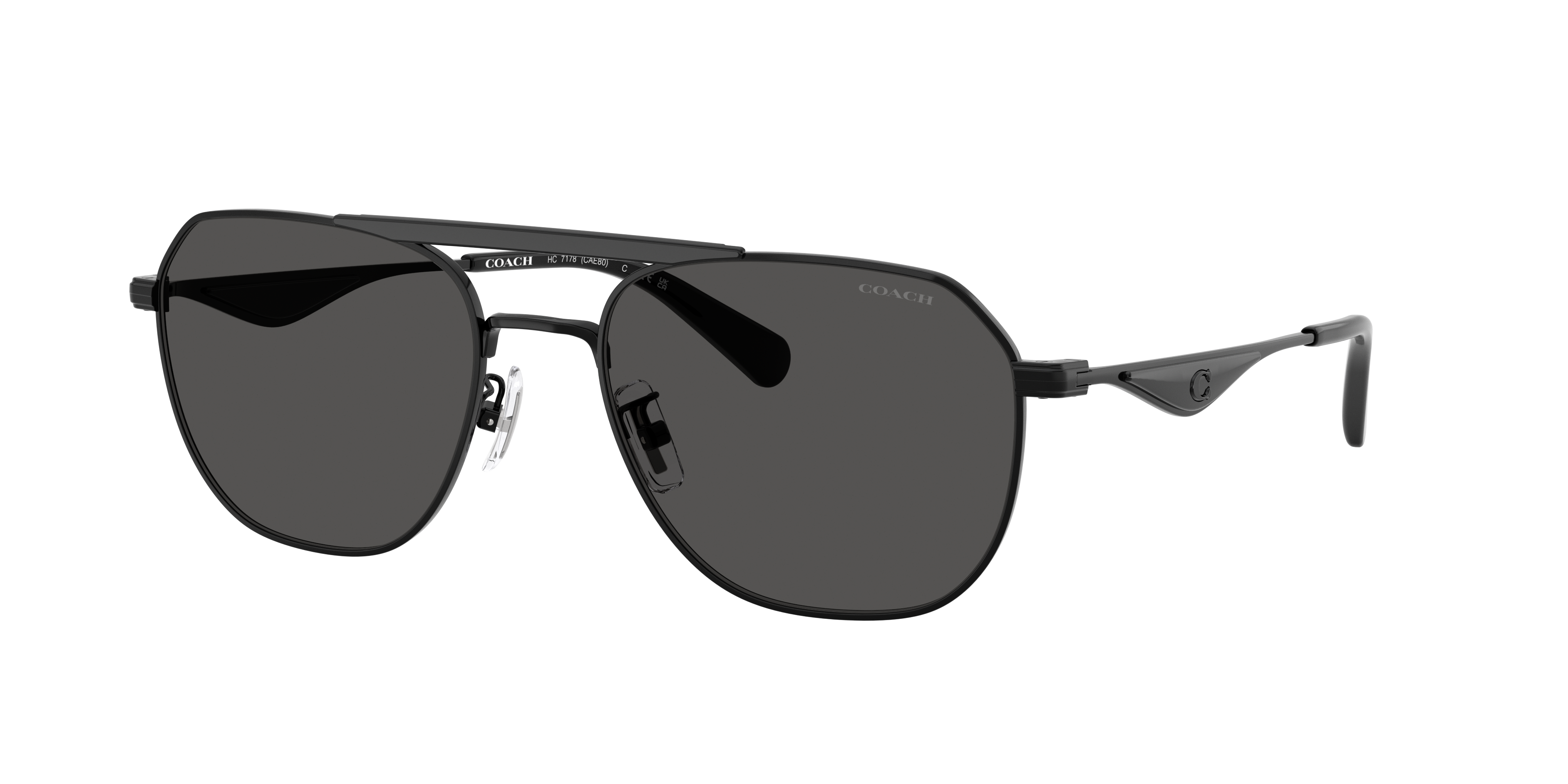 Coach Man Sunglass CAE80 -  Frame color: Satin Black/Black, Lens color: Grey Solid
