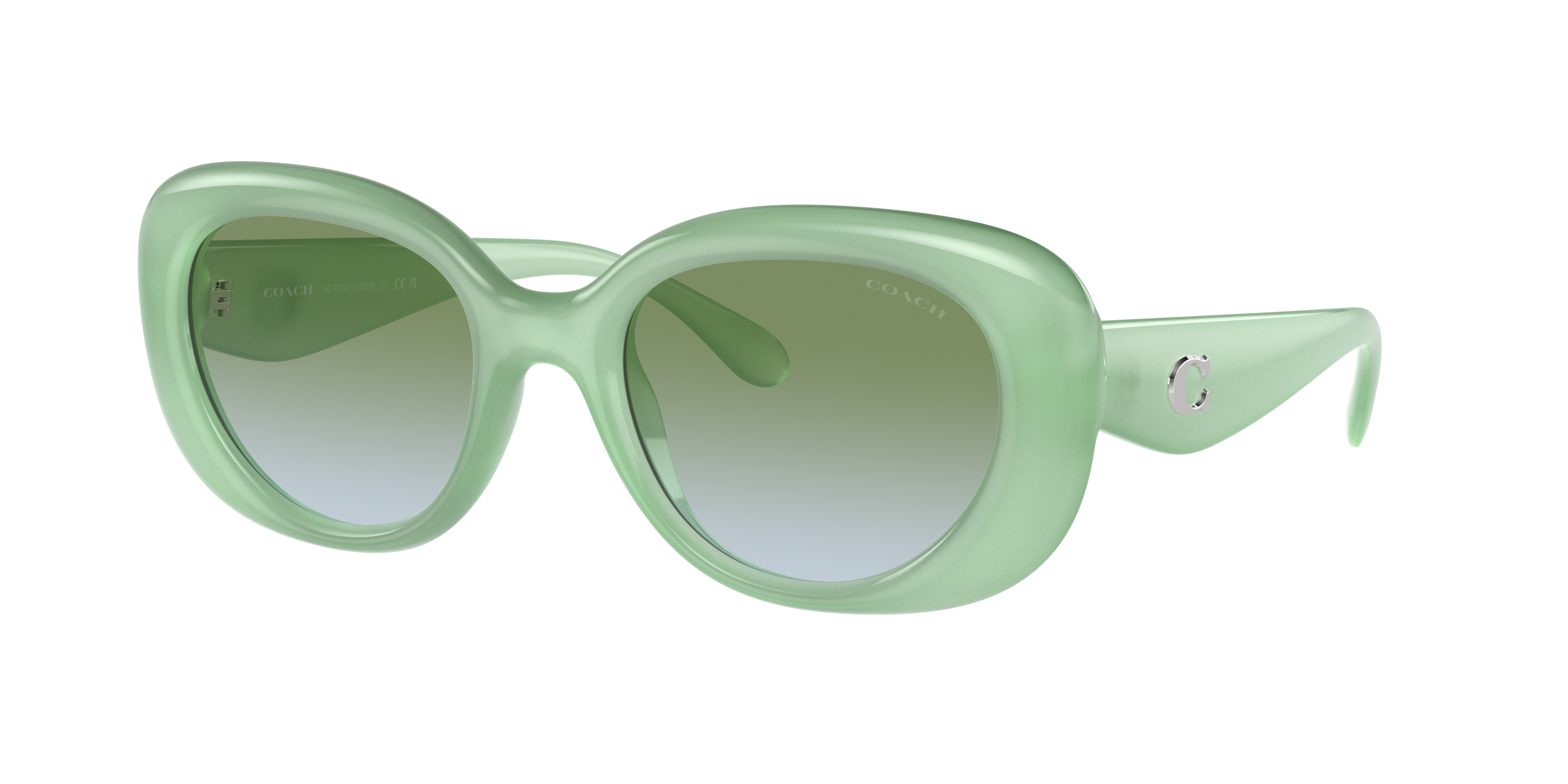 Coach Woman Sunglass HC8391U CR609 -  Frame color: Milky Mint, Lens color: Green Blue Gradient