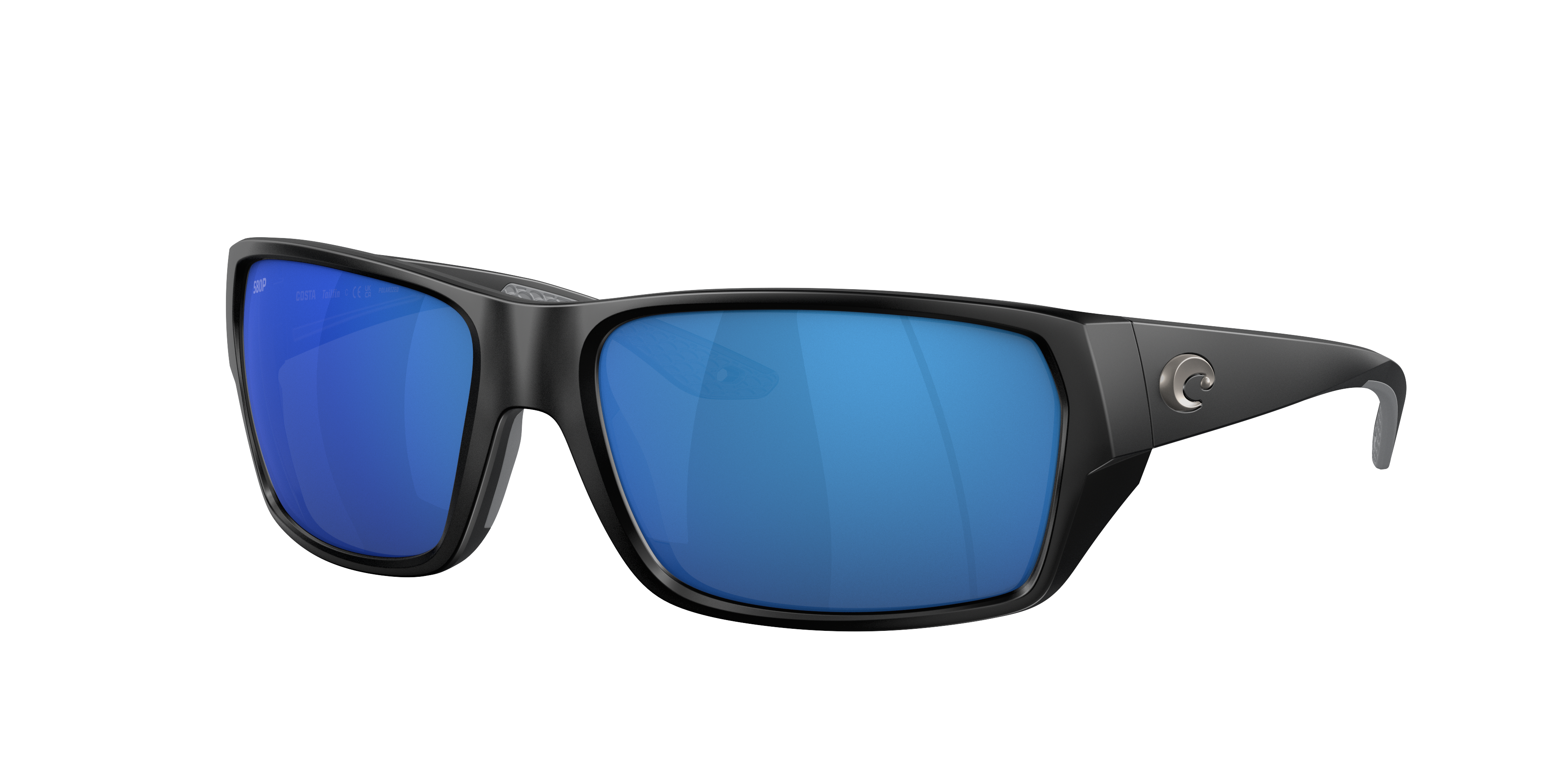 Costa Man Sunglass Tailfin -  Frame color: Matte Black, Lens color: Blue Mirror