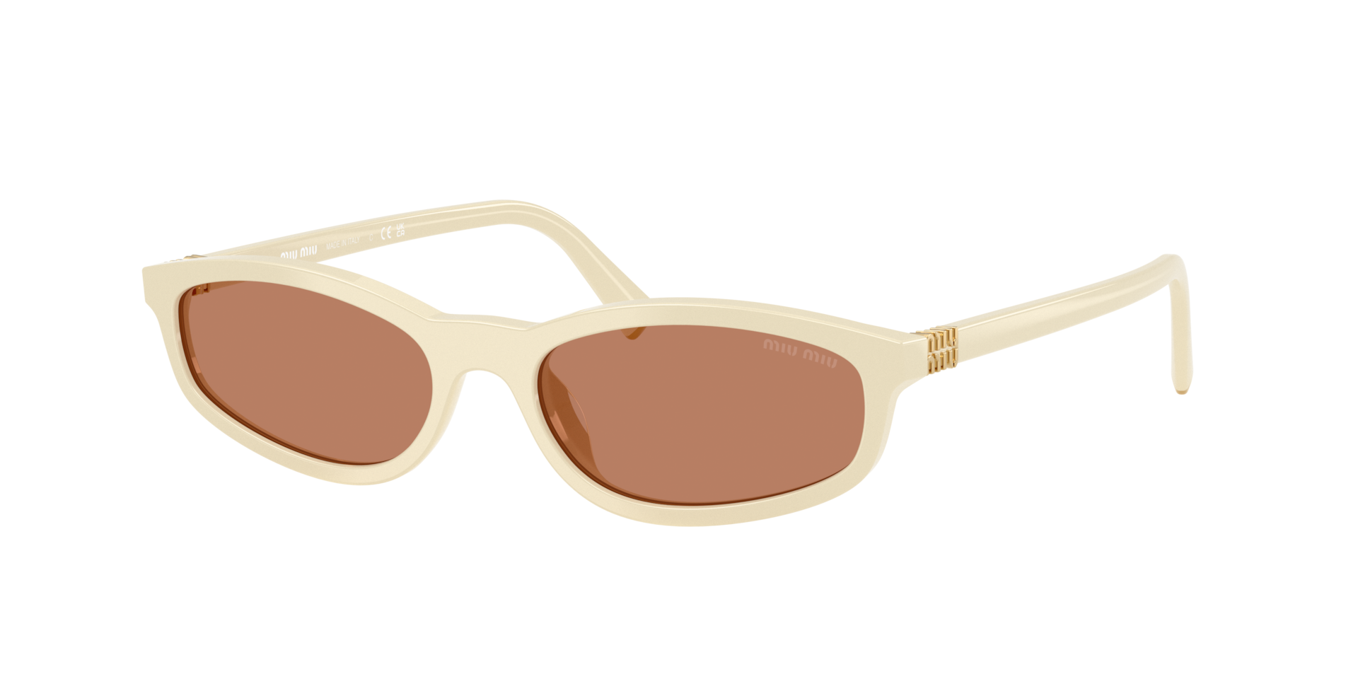 Miu Miu Woman Sunglass MU A06S - Frame color: Milk, Lens color: Brown