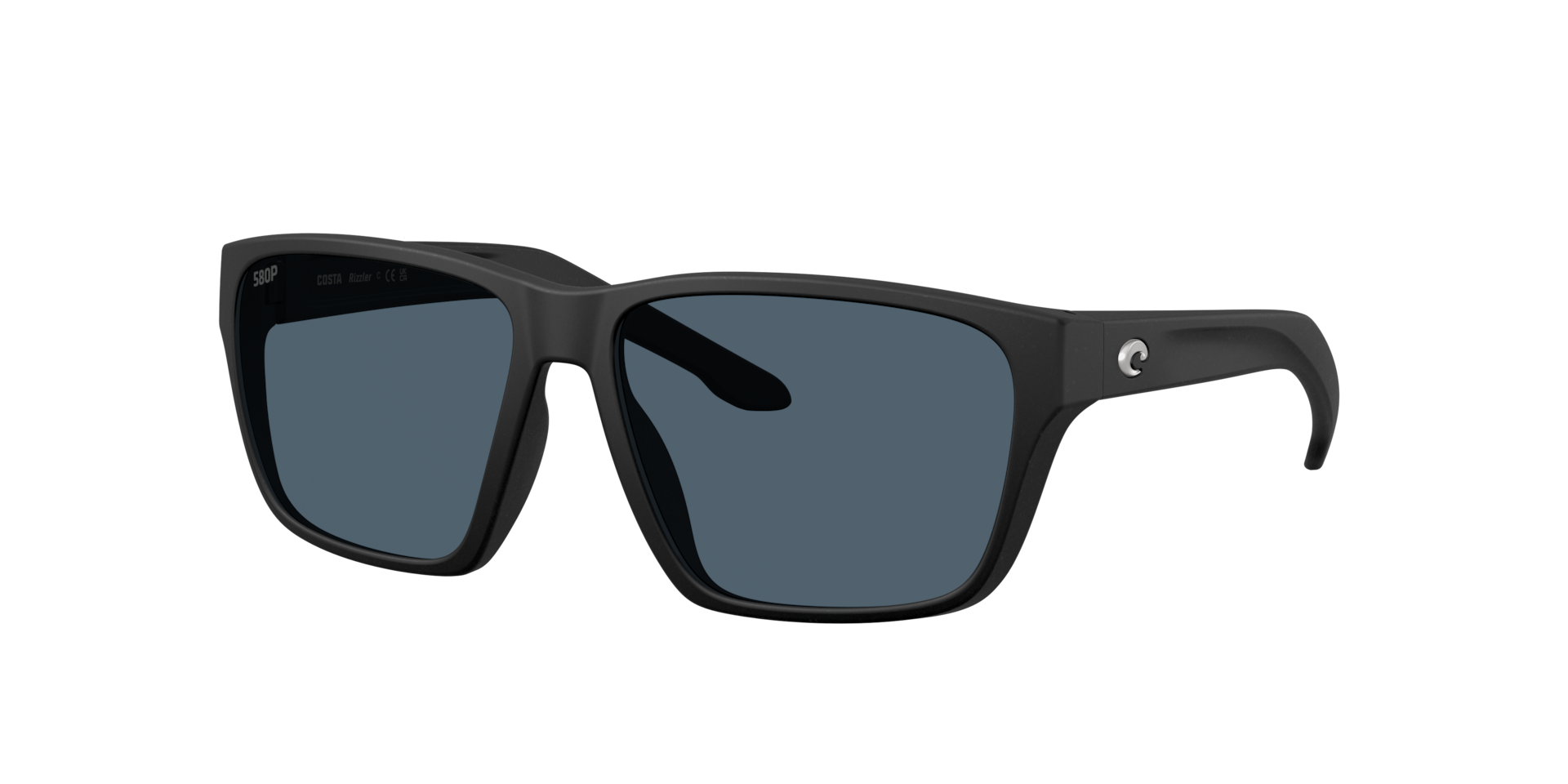 Costa Del Mar Next Gen Rizzler Men's Netplus Black Frame Gray 580P Polarized Lens Sunglasses 06S9141-91410155