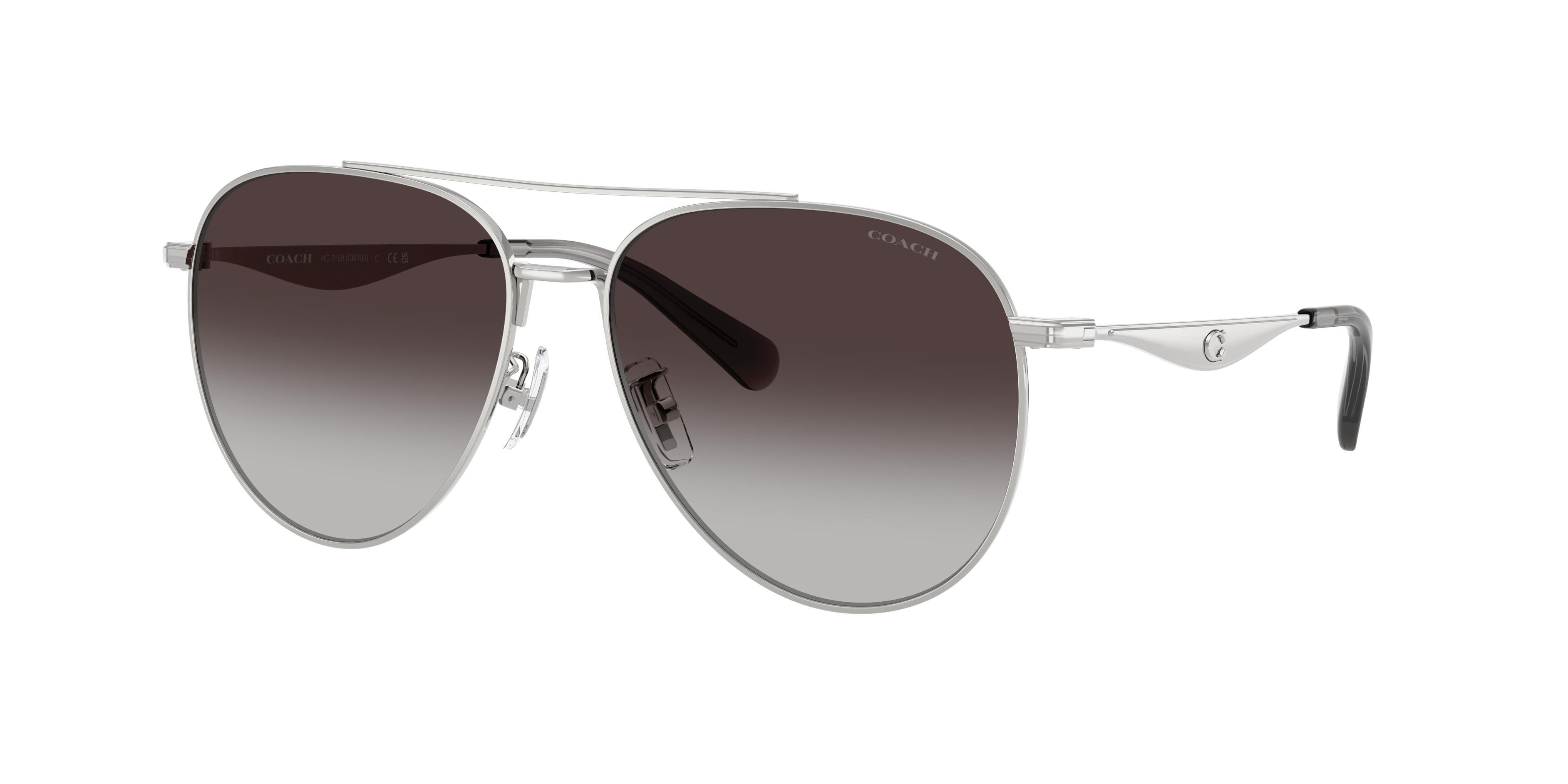 Coach Woman Sunglass CW193 -  Frame color: Shiny Silver, Lens color: Grey Gradient