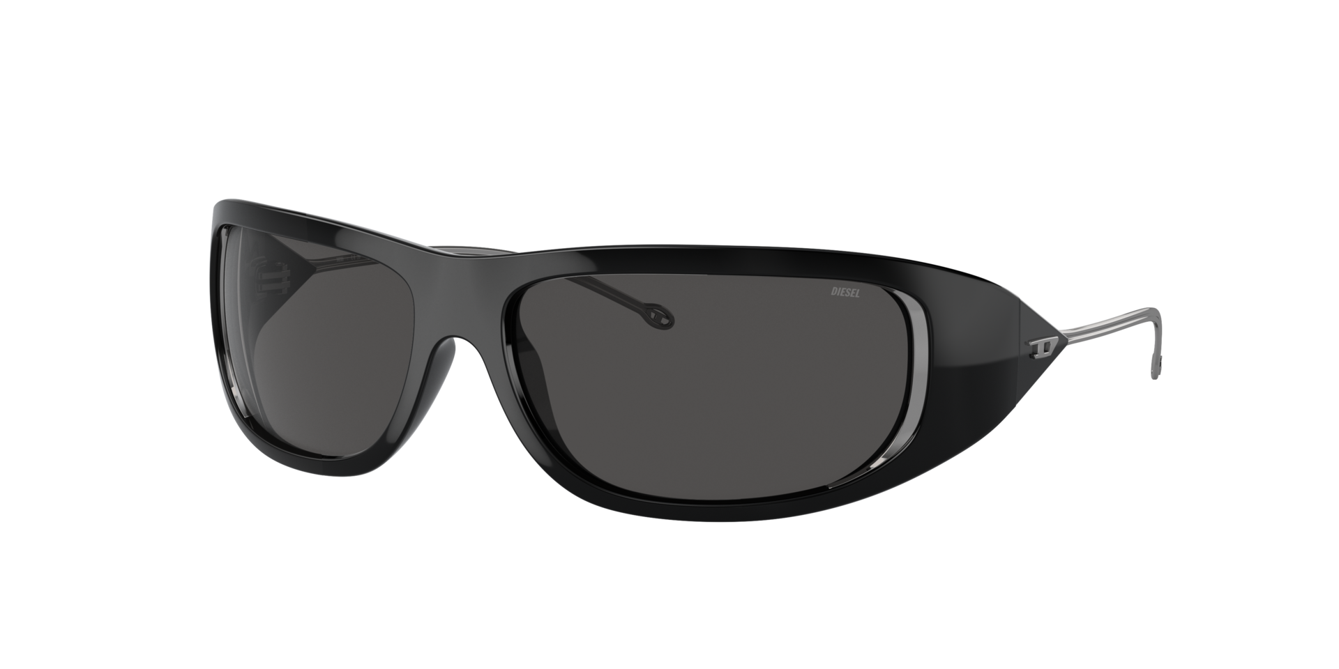 Diesel Unisex Sunglass DL3001 -  Frame color: Shiny Black, Lens color: Dark Grey