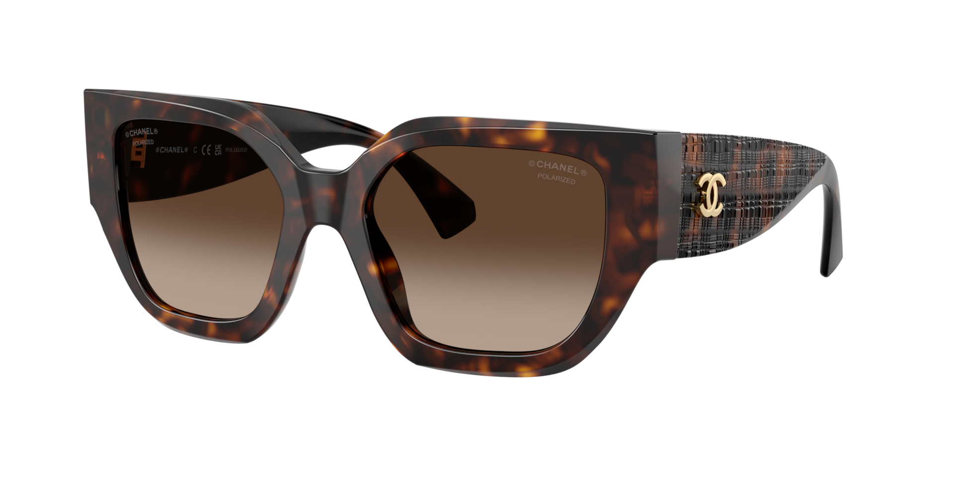 Chanel Woman Sunglass Butterfly Sunglasses CH5571 -  Frame color: Dark Havana, Lens color: Gradient Brown