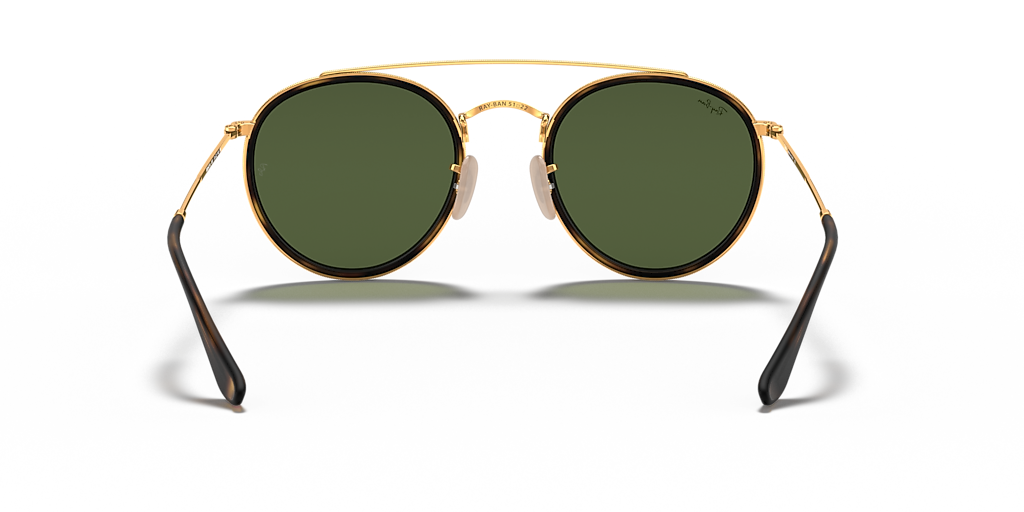 Ray-Ban Round Double Bridge M (51 - 22) with Green lenses and Gold