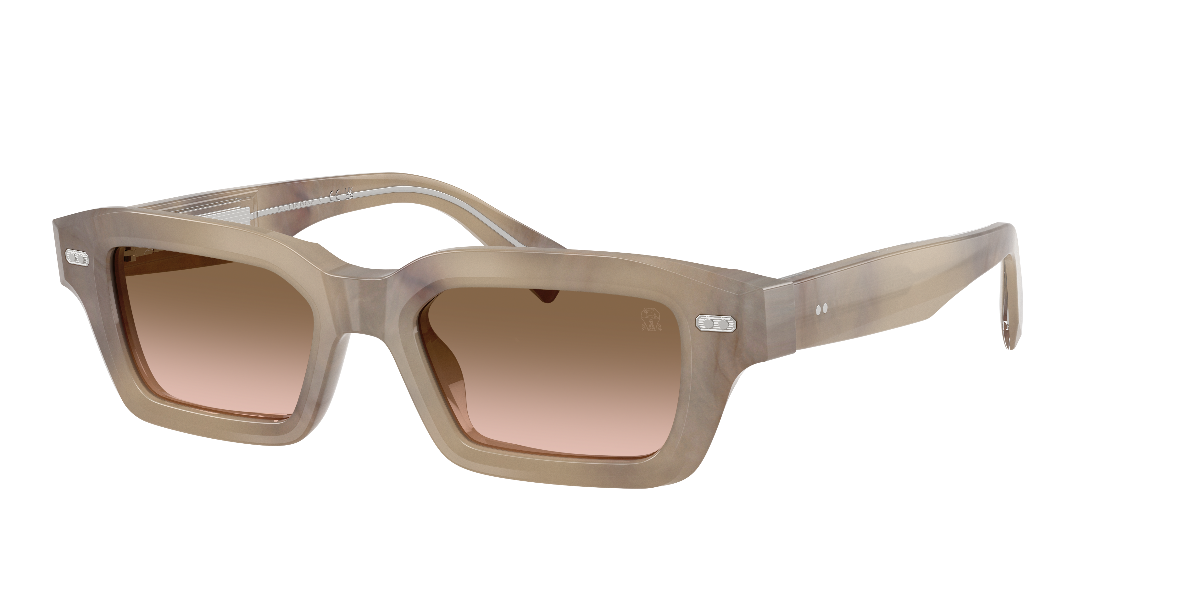 Brunello Cucinelli Unisex Sunglass BC4019S MARLA -  Frame color: Cashmere Beige, Lens color: Marrone Rosato