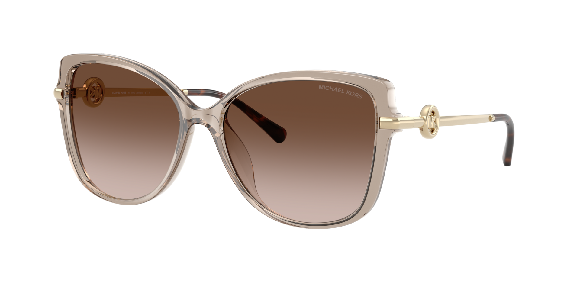 Michael Kors Femme Sunglass Athens - Couleur du Monture: Beige Transparent, Couleur de Lentille: Dégradé marron