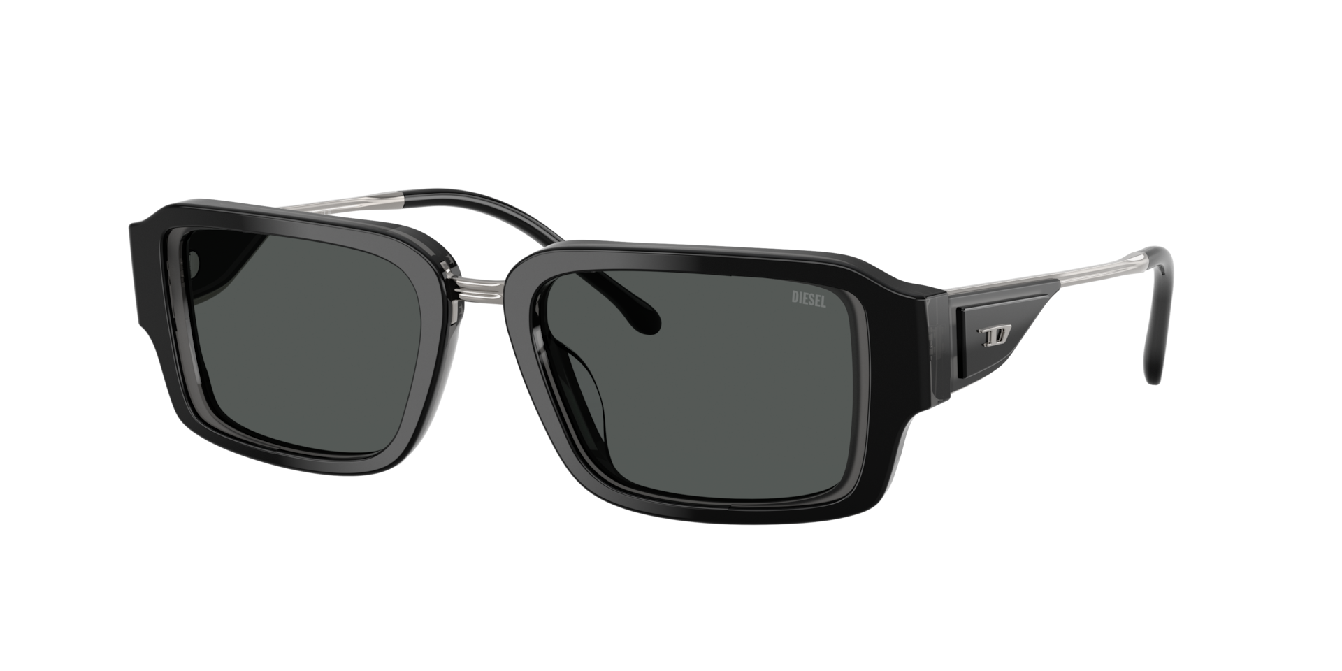 Diesel Unisex Sunglass DL2016U - Frame color: Black Tranparent Grey, Lens color: Dark Grey