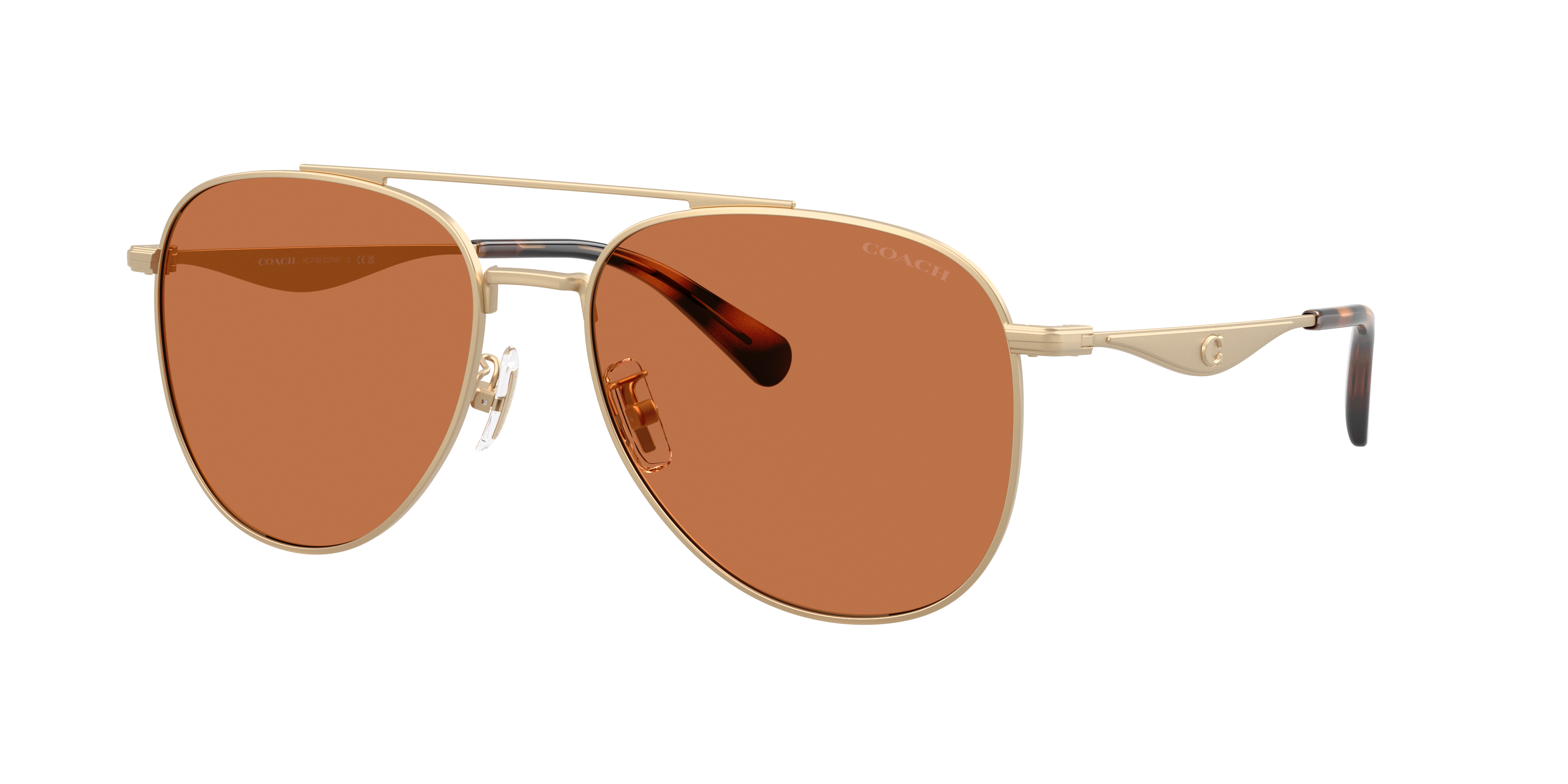Coach Man Sunglass CDP40 -  Frame color: Satin Light Gold, Lens color: Amber Solid