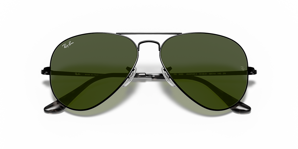 Ray-Ban Aviator Metal II L (58 - 14) with Green lenses and Black