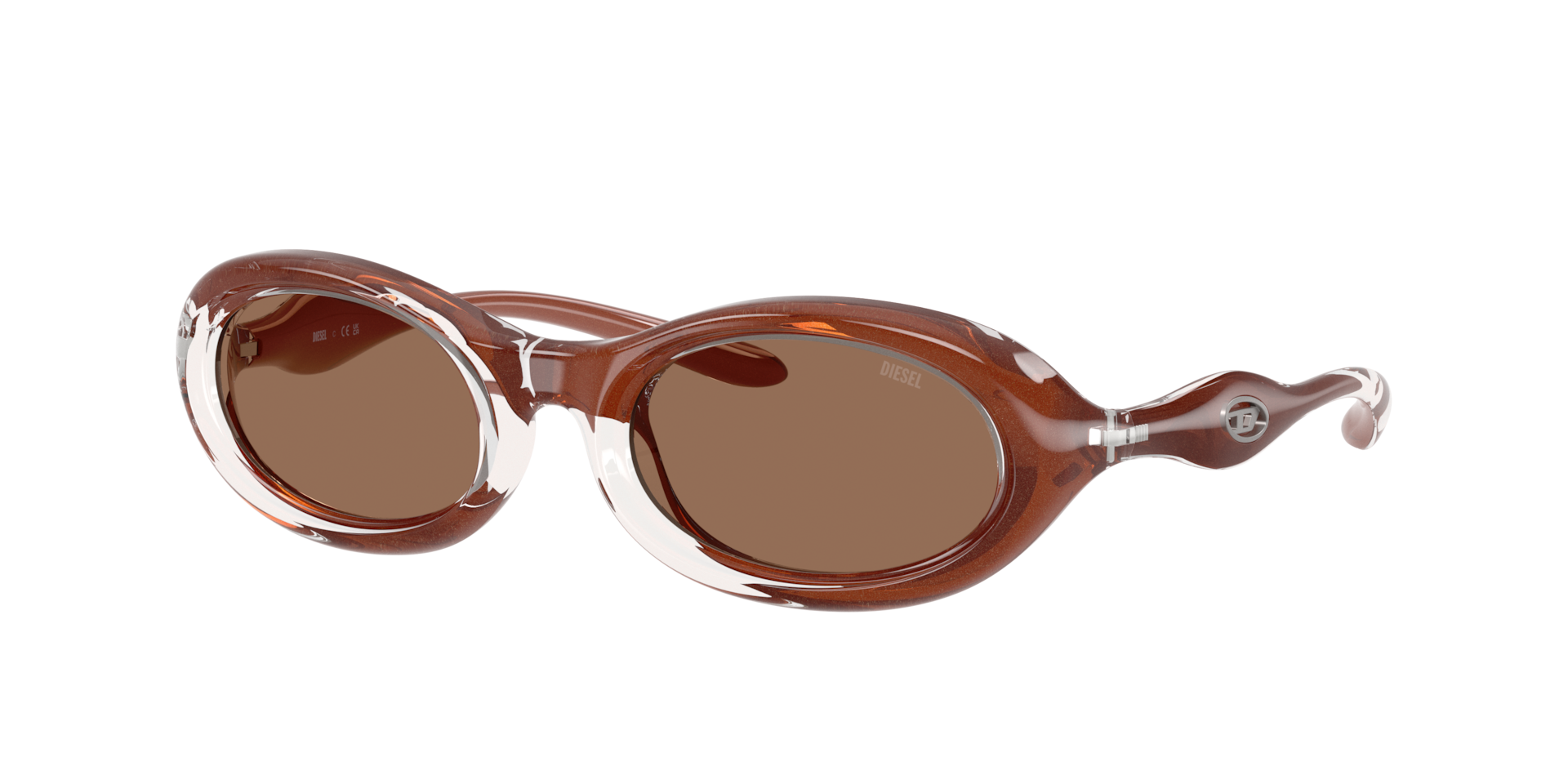 Diesel Unisex Brown Dl3011u 203373 Sunglasses Injected Transparent Round Normal - Image 2