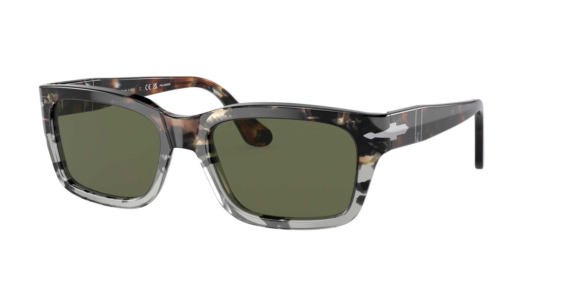 Persol Man Sunglass PO3301S -  Frame color: Brown Cut Grey Tortoise, Lens color: Green Polarized