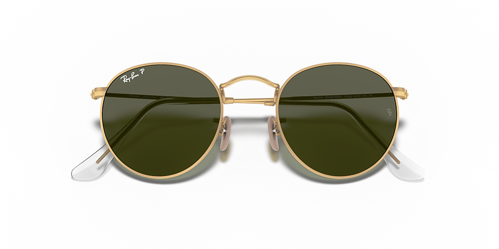 Ray-Ban ゴールド グリーン サングラス Ray-Ban Round Metal S (50 - 21) with Green lenses and Gold frame