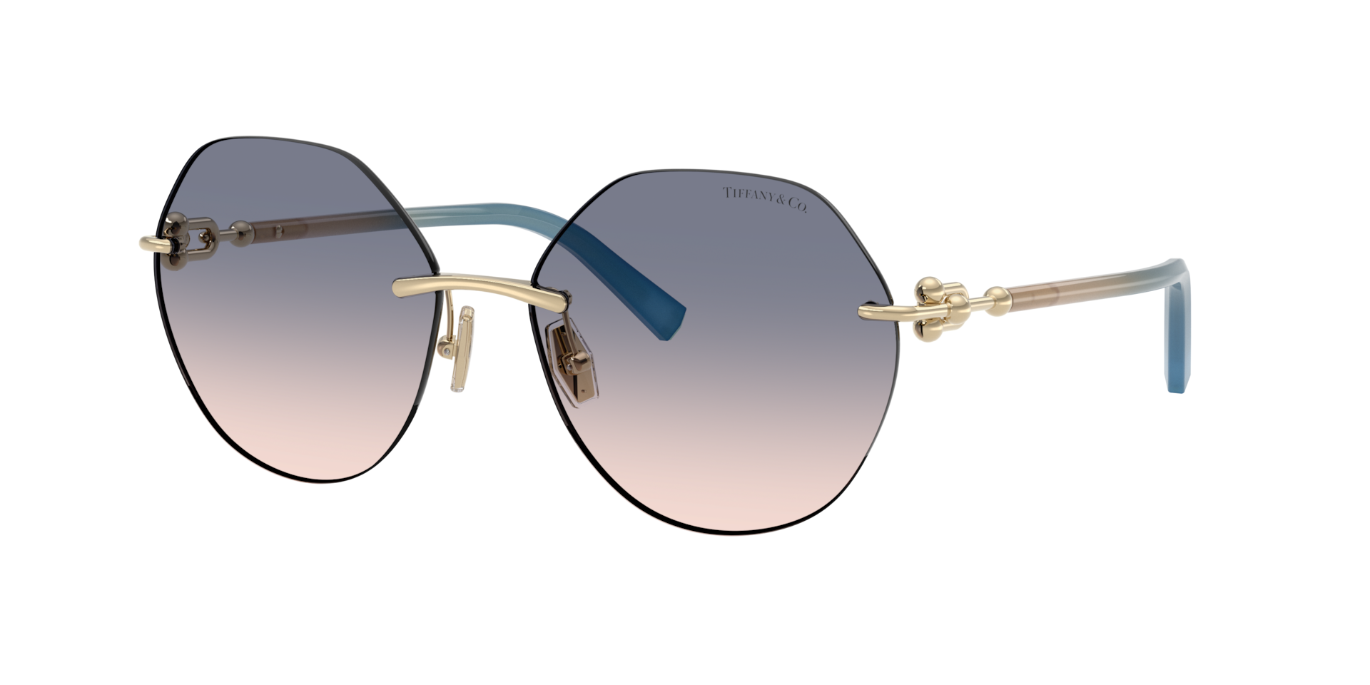 Tiffany & Co. Woman Sunglass TF3123 - Frame color: Pale Gold, Lens color: Light Brown Gradient Blue