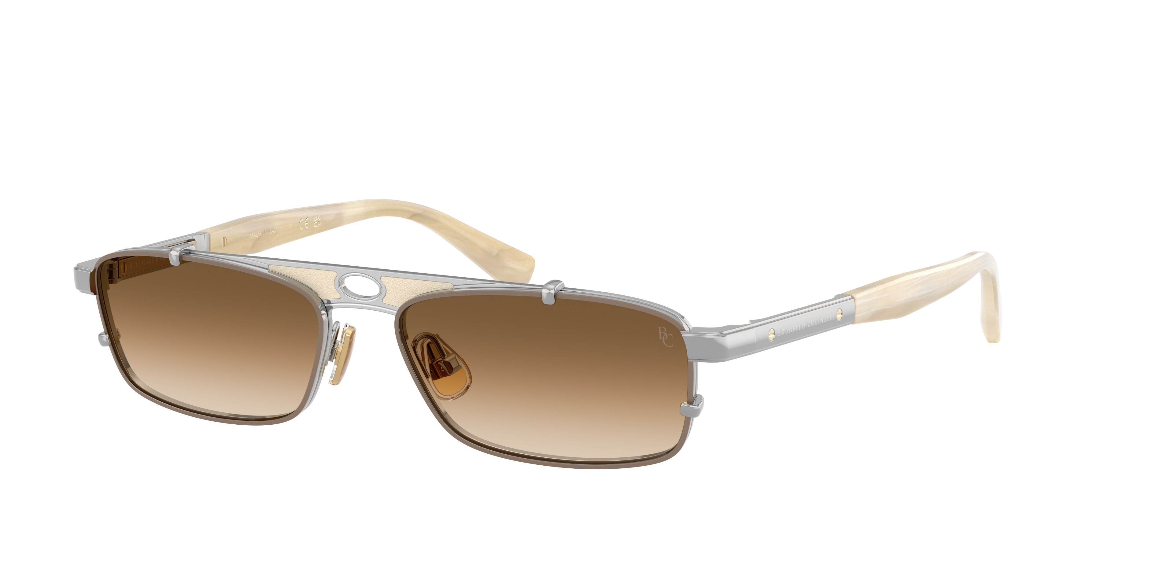 Brunello Cucinelli Unisex Sunglass BC2010ST PALOMA -  Frame color: Silver/Sand, Lens color: Moro