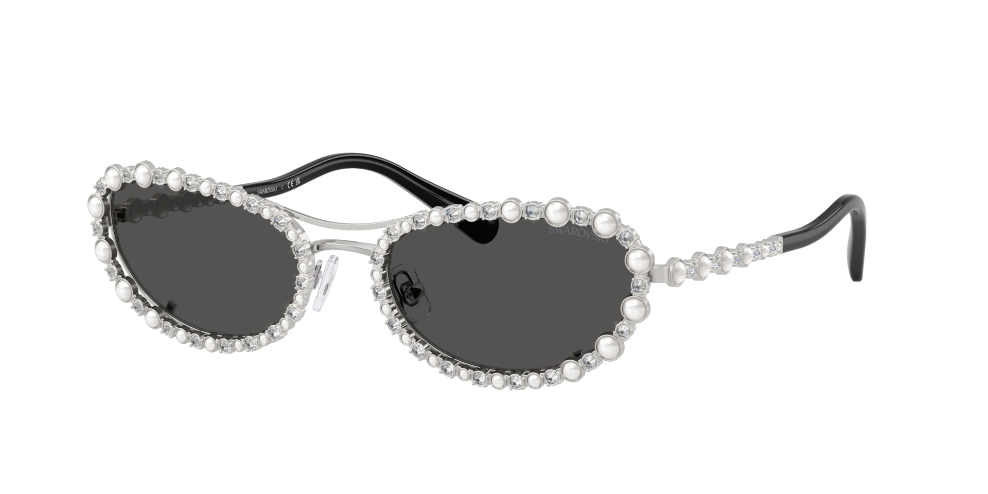 Swarovski Grey Woman Sk7044 400187 Sunglasses Metal Silver Round Normal - Image 2