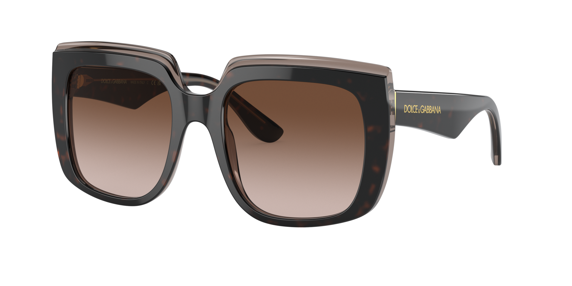 Dolce&Gabbana Frau Sunglass DG4414F - Rahmenfarbe: Havana auf Braun transparent, Linsenfarbe: Braun Verlaufstönung