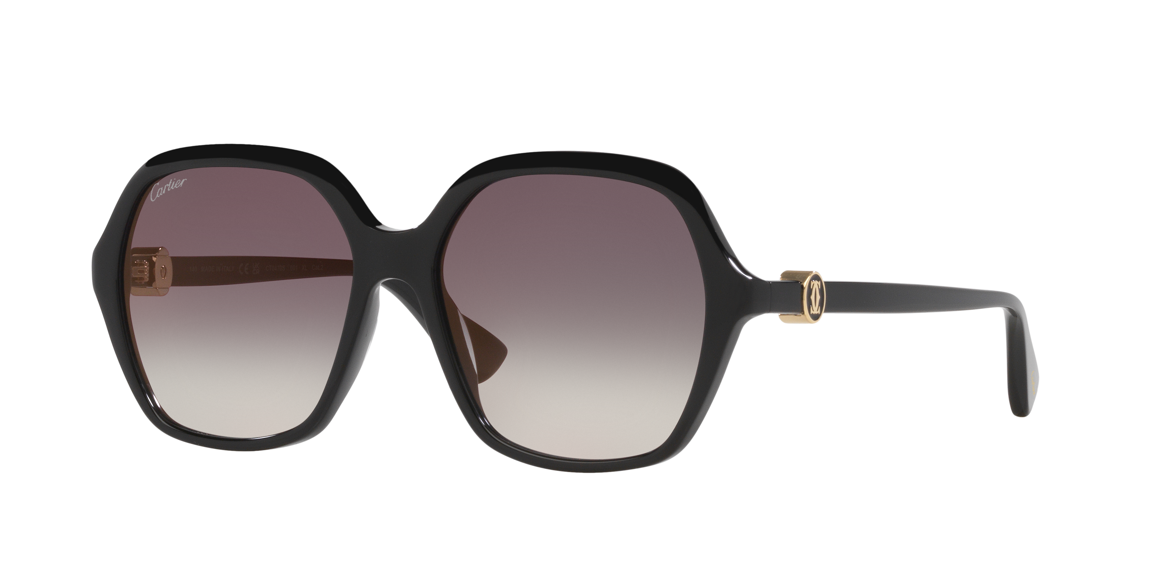 Cartier Woman Sunglass CT0470S -  Frame color: Black, Lens color: Grey