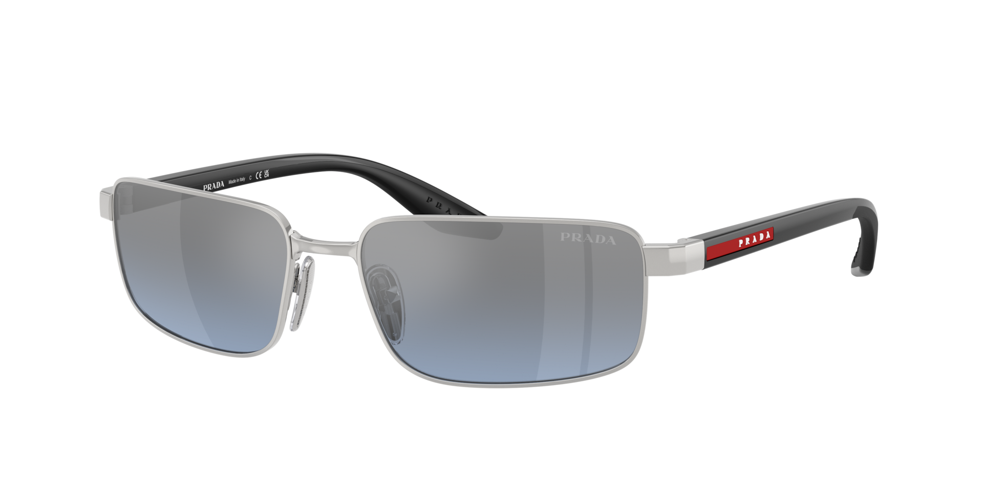 Prada Linea Rossa Man Sunglass PS B54S -  Frame color: Silver, Lens color: Blue/Silver Mirror