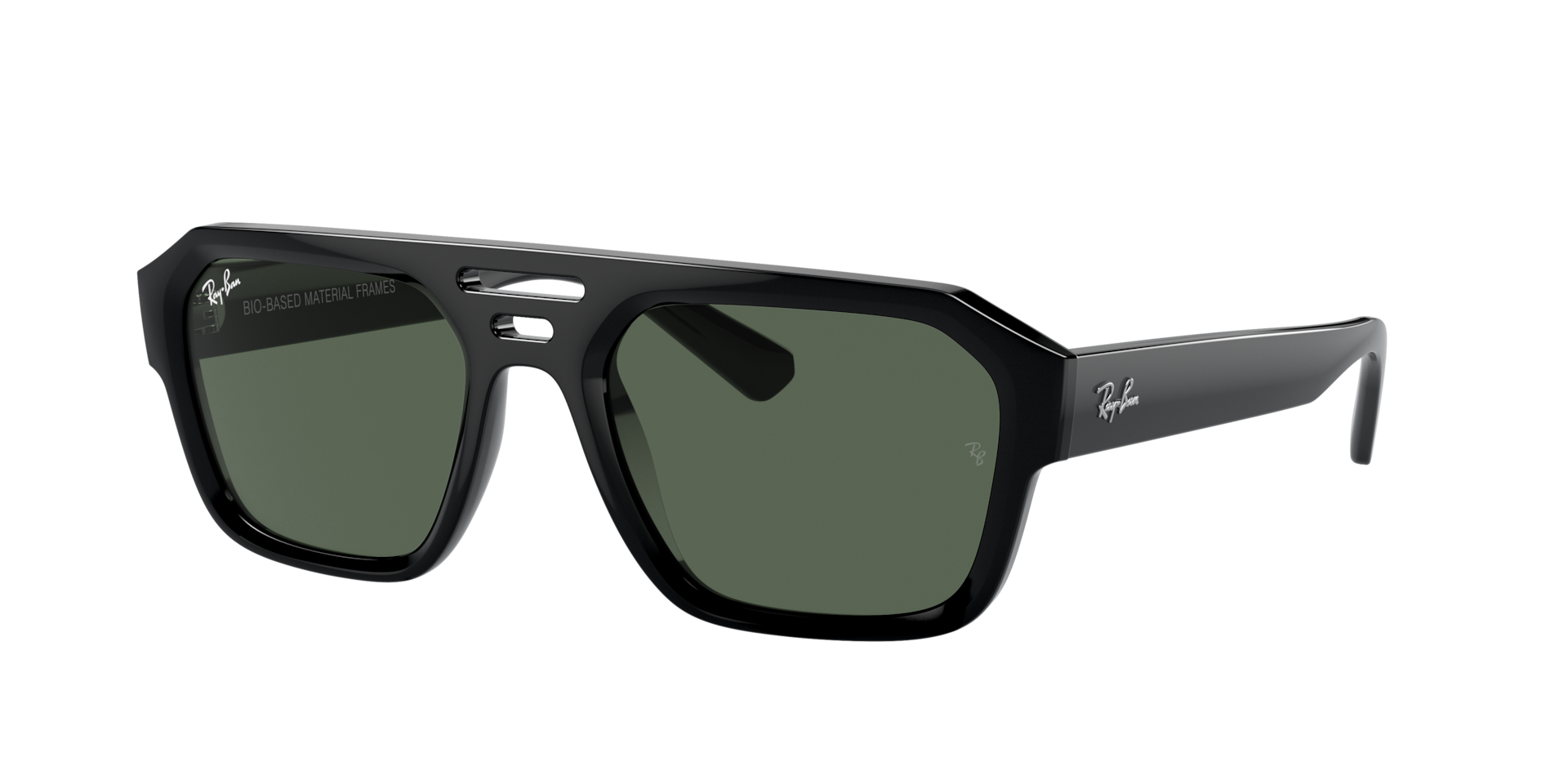 Ray-Ban Unisex Sunglass Corrigan Bio-Based - Couleur du Monture: Noir, Couleur de Lentille: Vert foncé