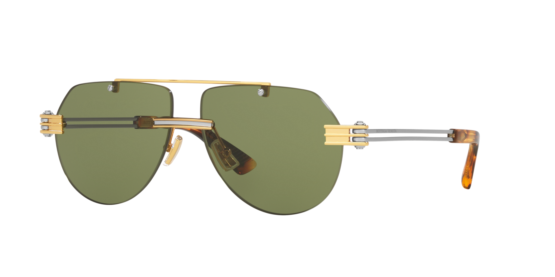 Bottega Veneta Unisex Sunglass BV1342S Frame color Gold Lens color Green