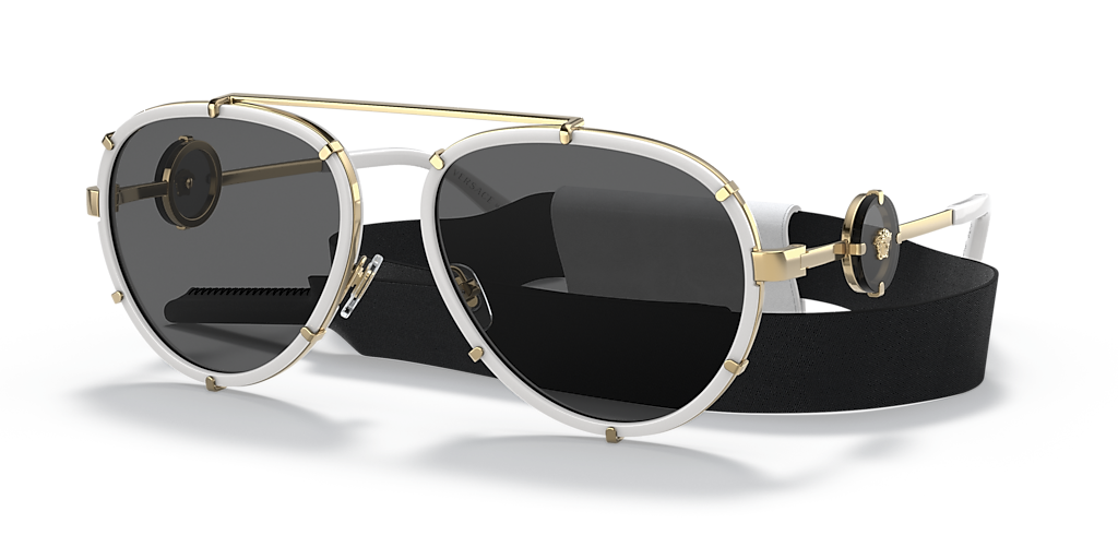 Versace VE2232 XXL (61 - 18) com Lentes Cinza e Armação Branco