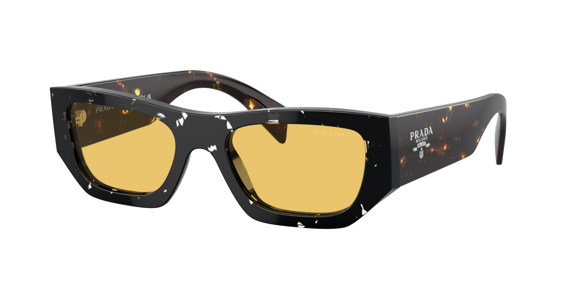 Prada Unisex Yellow Pr A01s 15O10c Sunglasses Acetate Brown Pillow Normal - Image 2
