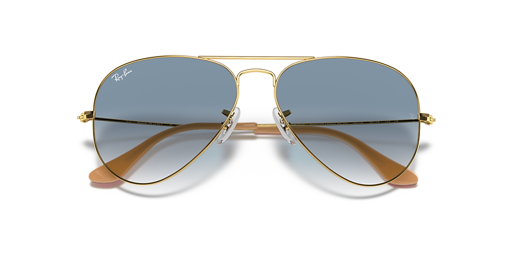 Ray-Ban アビエーター サングラス ゴールド　58ロ14 Ray-Ban Aviator Gradient XL (58 - 14) with Blue lenses and Gold