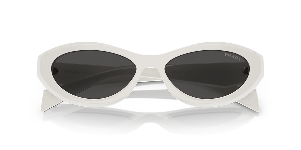 Prada PR 26ZS M (55 - 16) com Lentes Cinza e Armação Branco