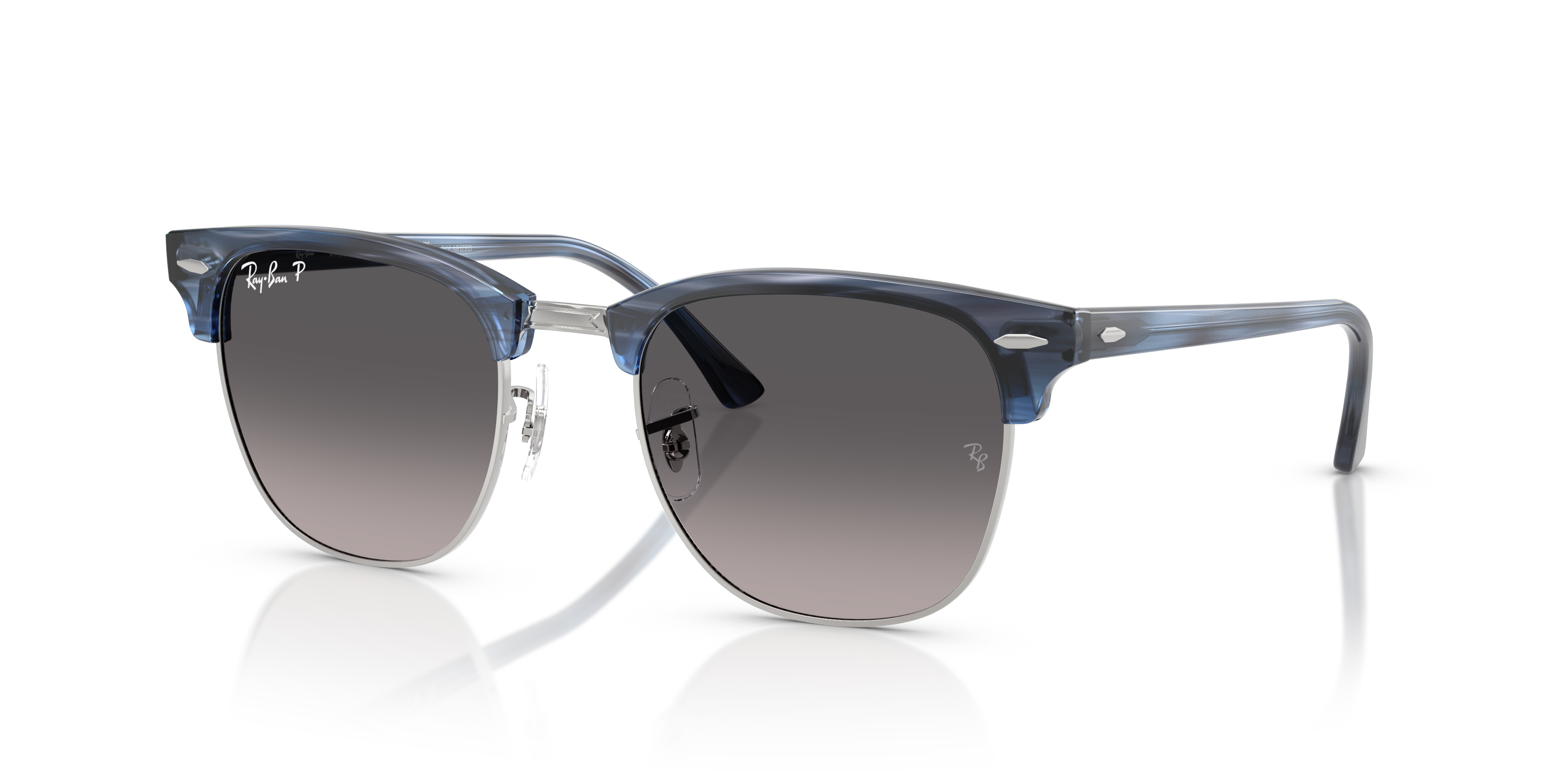 小物 Ray-Ban CLUBMASTER Ray-Ban Clubmaster L (51 - 21) with Grey lenses and Blue frame