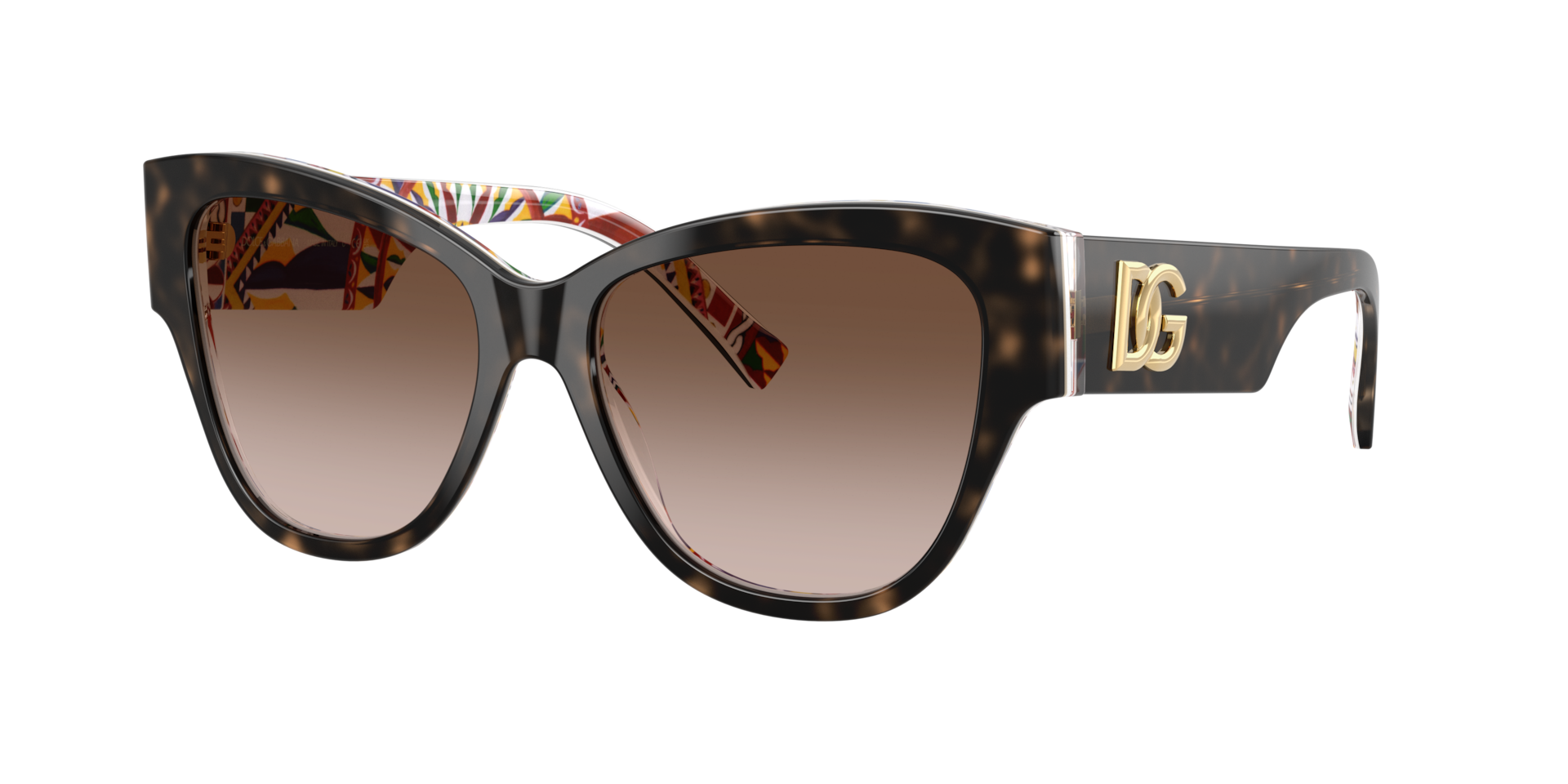 Dolce&Gabbana Woman Sunglass DG4449 -  Frame color: Havana On White Barrow, Lens color: Brown Gradient