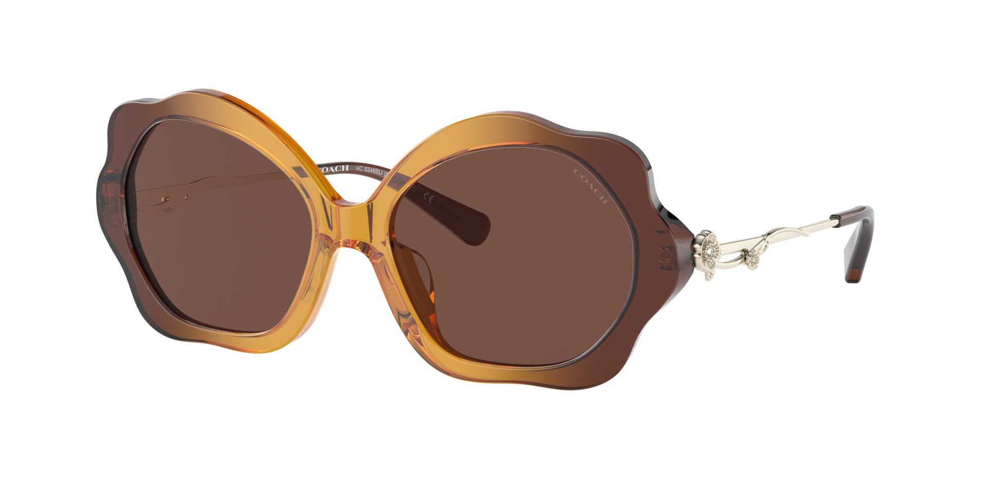 Coach Vrouwelijk Sunglass HC8346BU C9200 - Framekleur: Gradient Transparent Amber, Lenskleur: Effen fumé