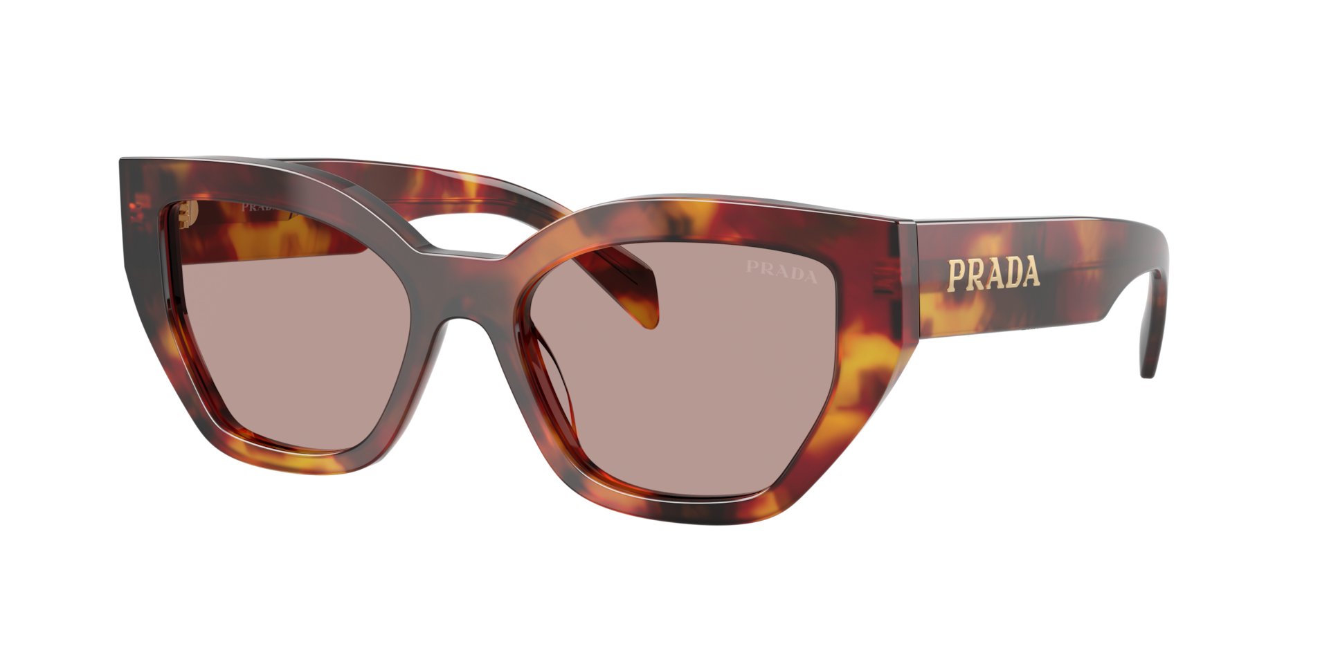 Prada Woman Sunglass PR A09S -  Frame color: Poppy Tortoise, Lens color: Light Purple Brown